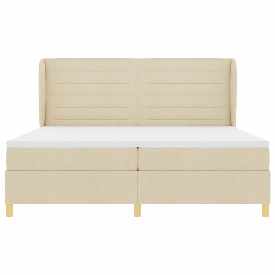 Lit à ressorts avec matelas Crème 200 x 200 cm tissu - 7
