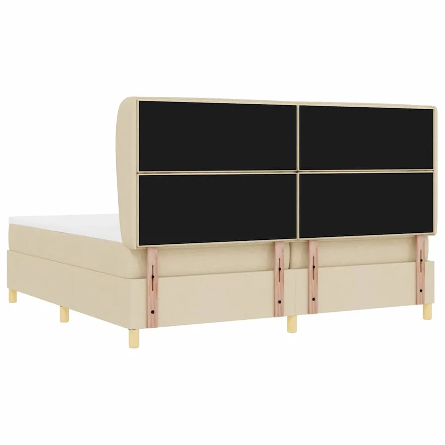 Lit à ressorts avec matelas Crème 200 x 200 cm tissu - 9