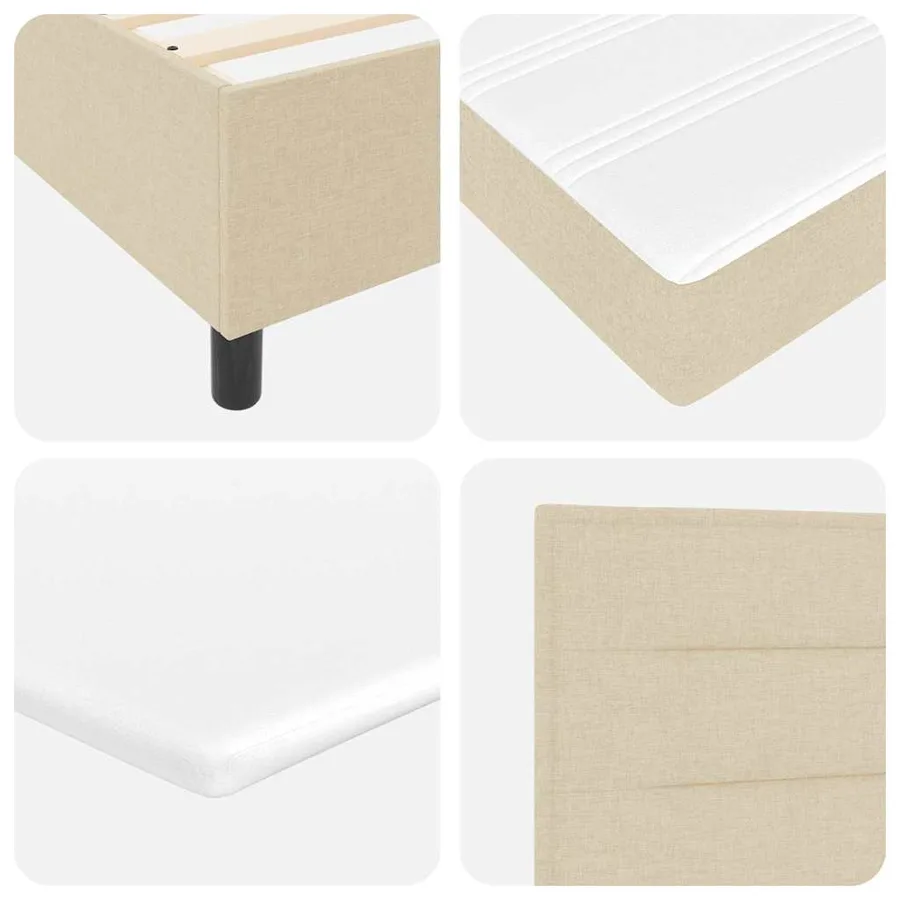 Lit à ressorts avec matelas Crème 100 x 200 cm tissu - 10