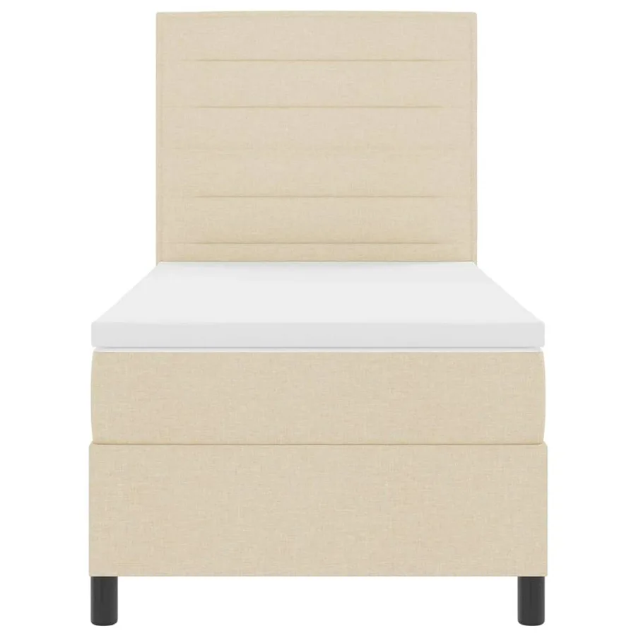 Lit à ressorts avec matelas Crème 100 x 200 cm tissu - 7