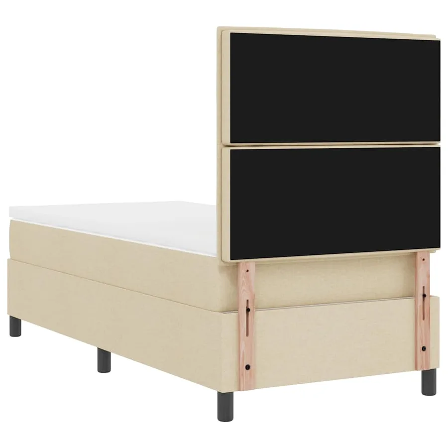 Lit à ressorts avec matelas Crème 100 x 200 cm tissu - 9