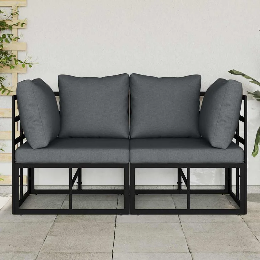 Mobilier de jardin 2 Pièce Noir et anthracite Métal - 3