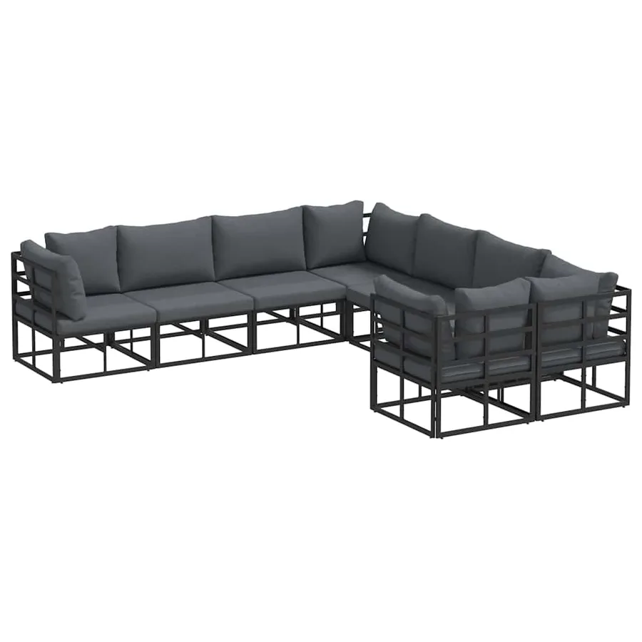 Ensemble de canapé de jardin avec coussin 8 pcs Noir Acier - 2