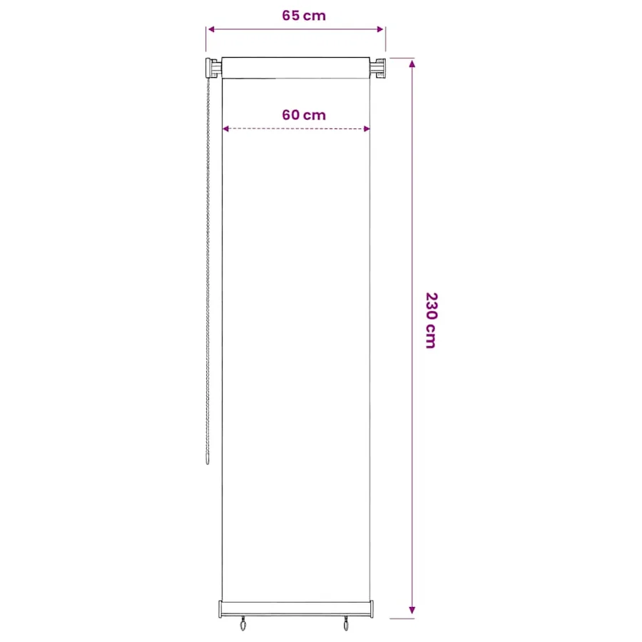 Store roulant d'extérieur 65 (l) x 230 (H) cm HDPE noir - 6