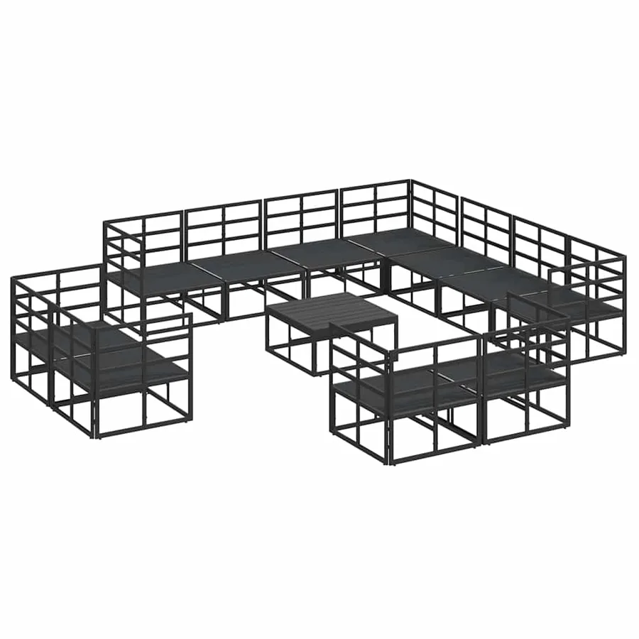 Ensemble de canapé de jardin avec coussin 12 pcs Noir Aluminium - 6
