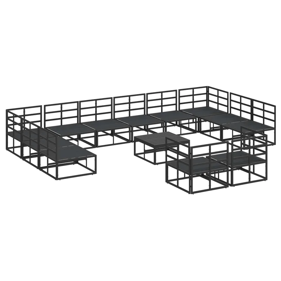 Ensemble de canapé de jardin avec coussin 13 pcs Noir Aluminium - 6