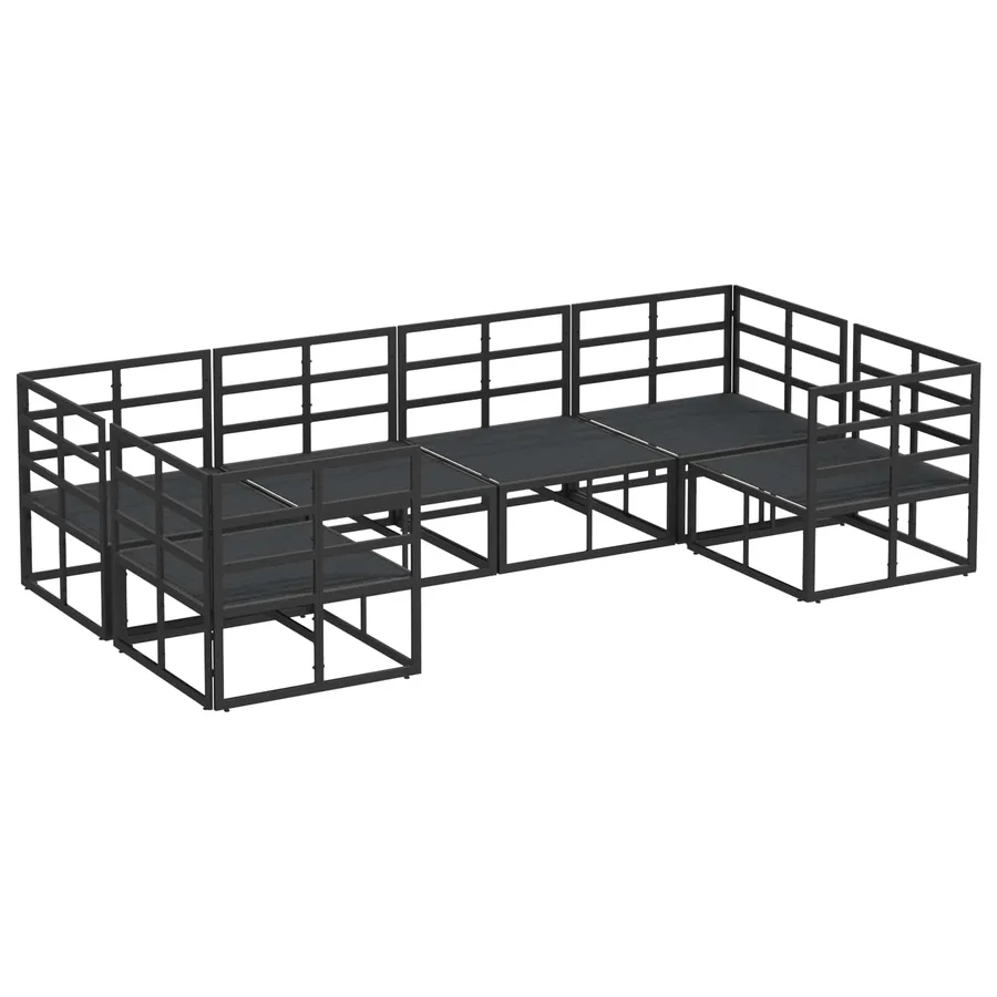 Ensemble de canapé de jardin avec coussin 6 pcs Noir Aluminium - 5
