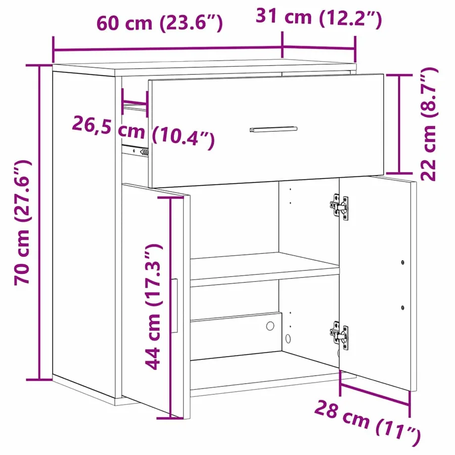 Buffet Chêne artisanal 60 x 31 x 70 cm Bois d'ingénierie - 12