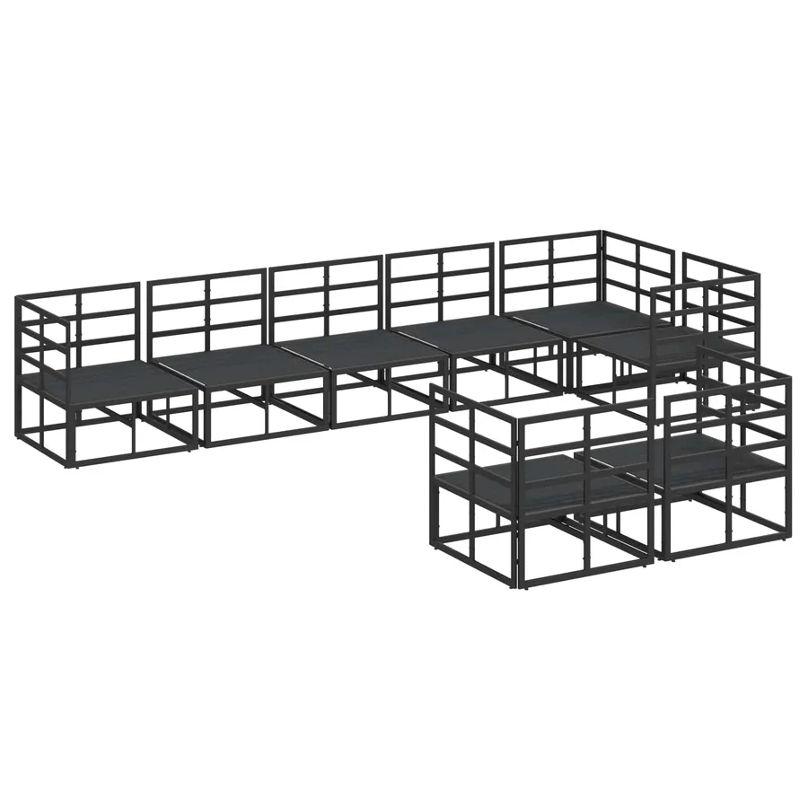 Ensemble de canapé de jardin avec coussin 8 pcs Noir Aluminium - 7