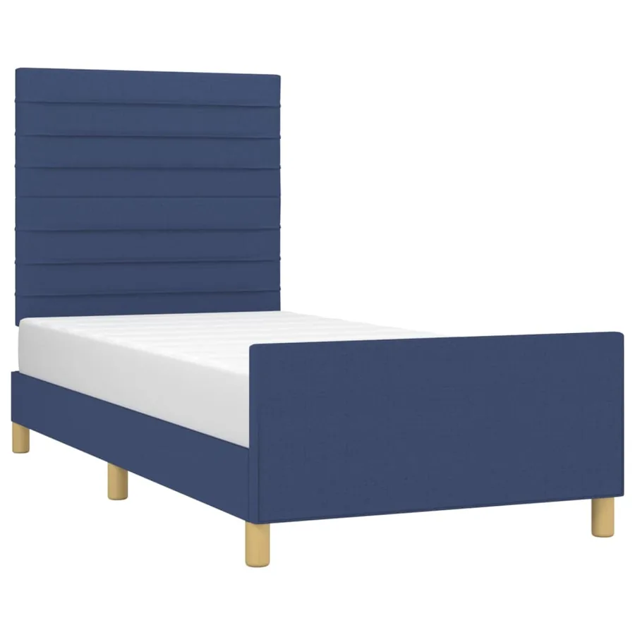 Cadre de lit sans matelas bleu 90x200 cm tissu - 3