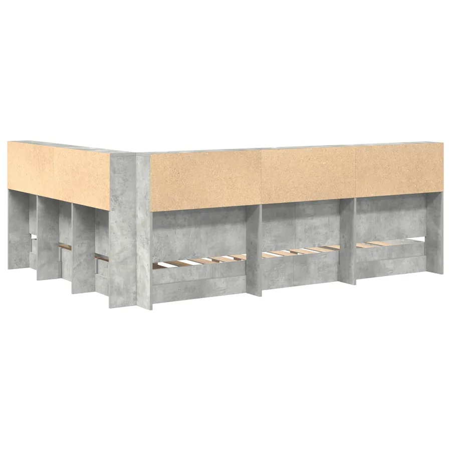 Lit Bibliothèque Gris béton 160 x 200 cm Bois d'ingénierie - 6