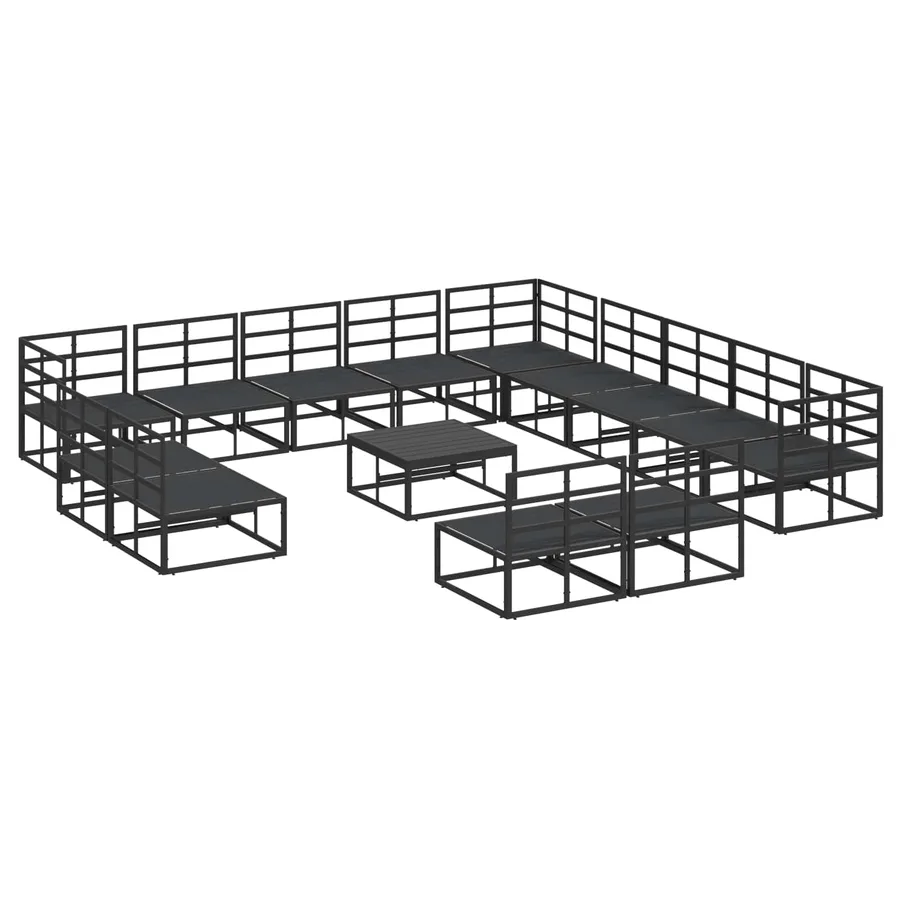 Ensemble de canapé de jardin avec coussin 14 pcs Noir Aluminium - 6