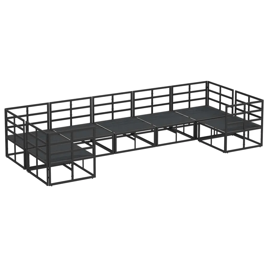 Ensemble de canapé de jardin avec coussin 7 pcs Noir Aluminium - 5