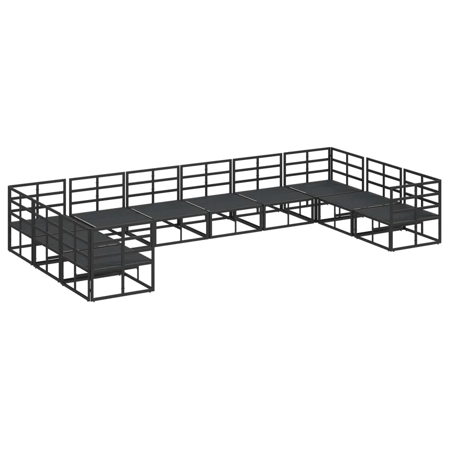 Ensemble de canapé de jardin avec coussin 10 pcs Noir Aluminium - 7