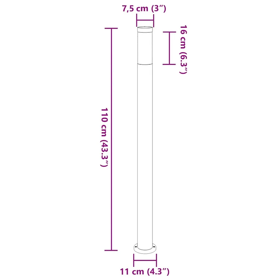 Borne lumineuse 110 cm en acier inoxydable IP44 - 10