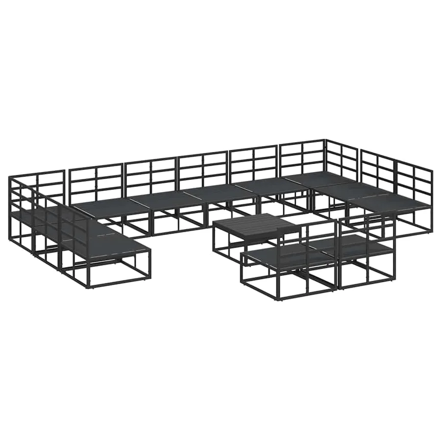 Ensemble de canapé de jardin avec coussin 13 pcs Noir Aluminium - 6