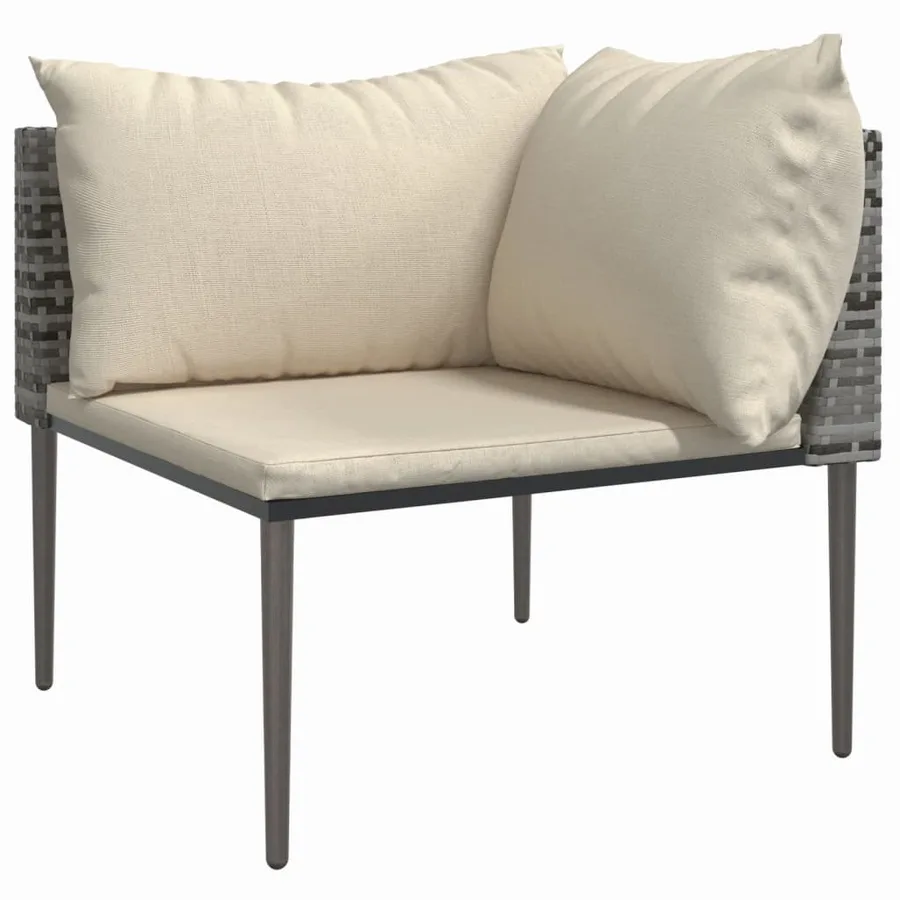 Canapés d'angle de jardin et coussins 2 pcs gris résine tressée - 4