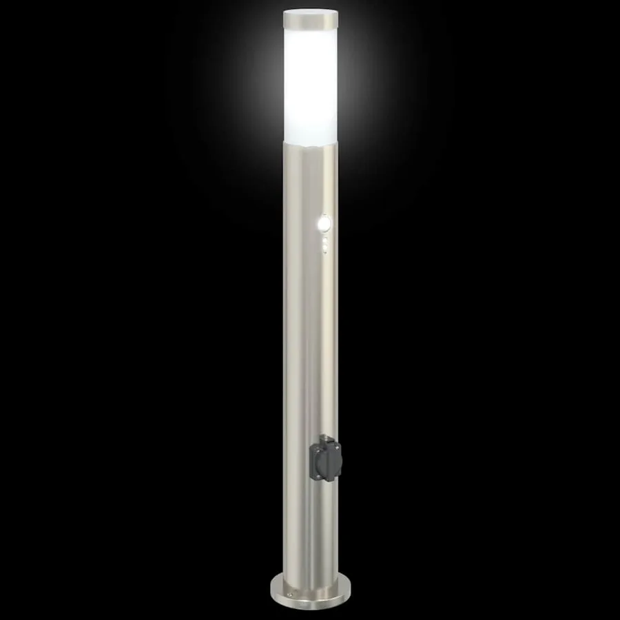 Borne lumineuse avec détecteur et prise 80 cm acier inoxydable IP44 - 6