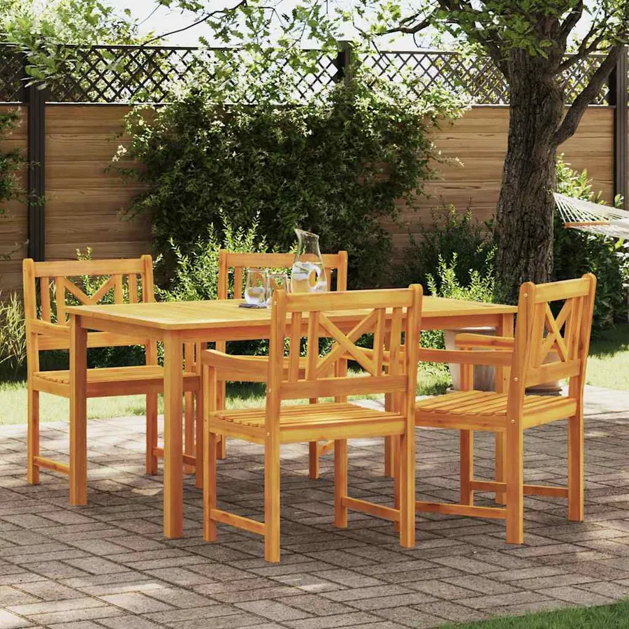 Ensemble de salle à manger pour jardin 5 pcs Marron