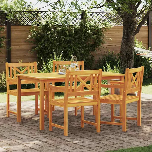 Ensemble de salle à manger pour jardin 5 pcs Marron