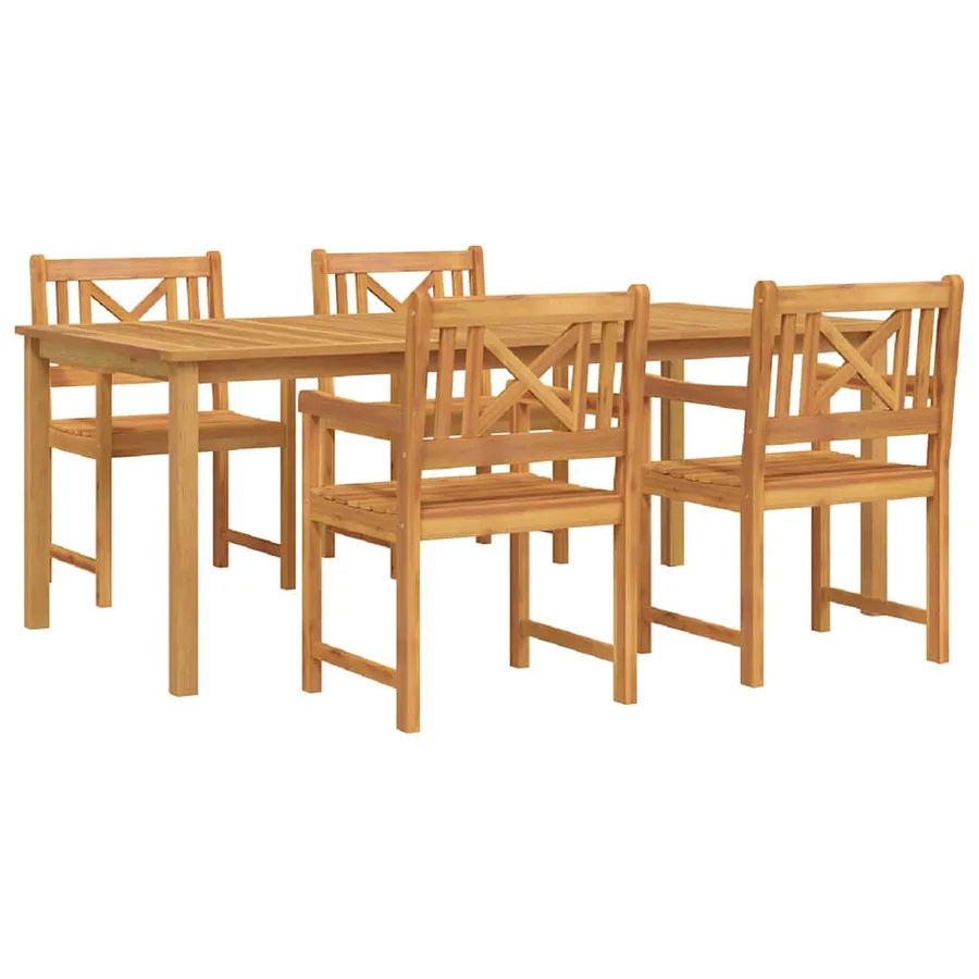 Ensemble de salle à manger pour jardin 5 pcs Marron - 2