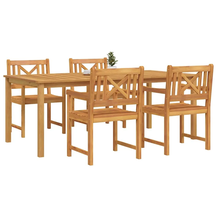 Ensemble de salle à manger pour jardin 5 pcs Marron - 3