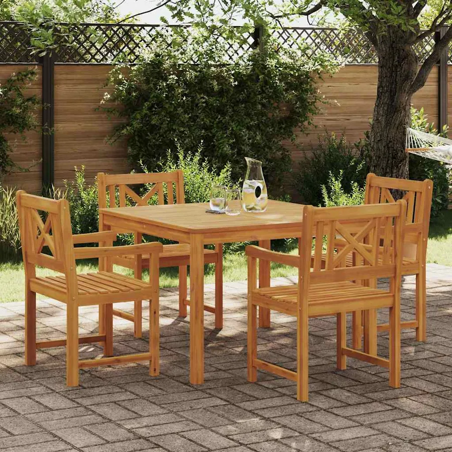 Ensemble de salle à manger pour jardin 5 pcs Marron