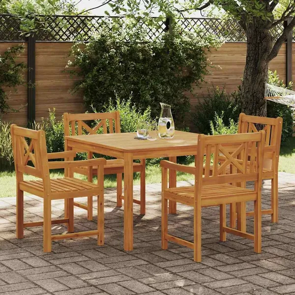 Ensemble de salle à manger pour jardin 5 pcs Marron