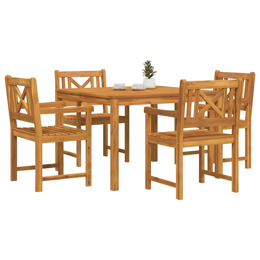 Ensemble de salle à manger pour jardin 5 pcs Marron - 3