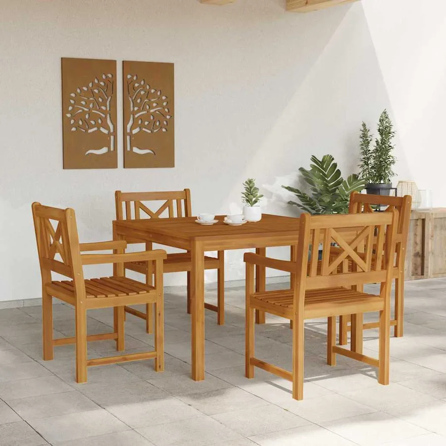 Ensemble de salle à manger pour jardin 5 pcs Marron - 4