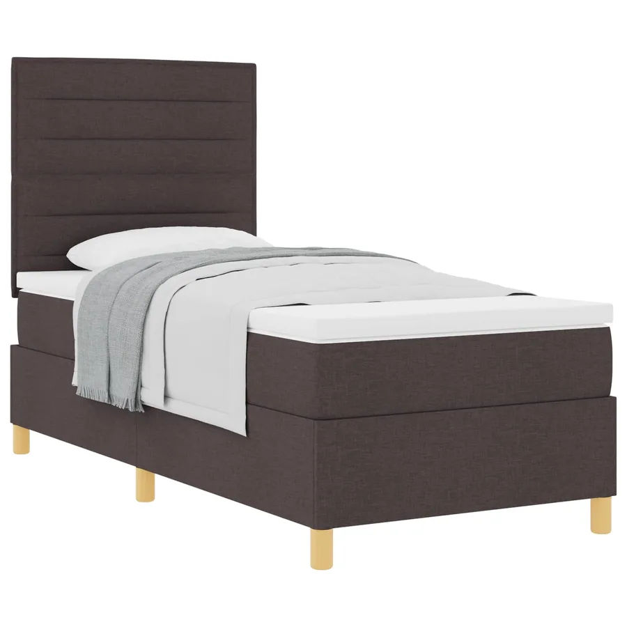 Lit à ressorts avec matelas Marron foncé 90 x 200 cm tissu - 2