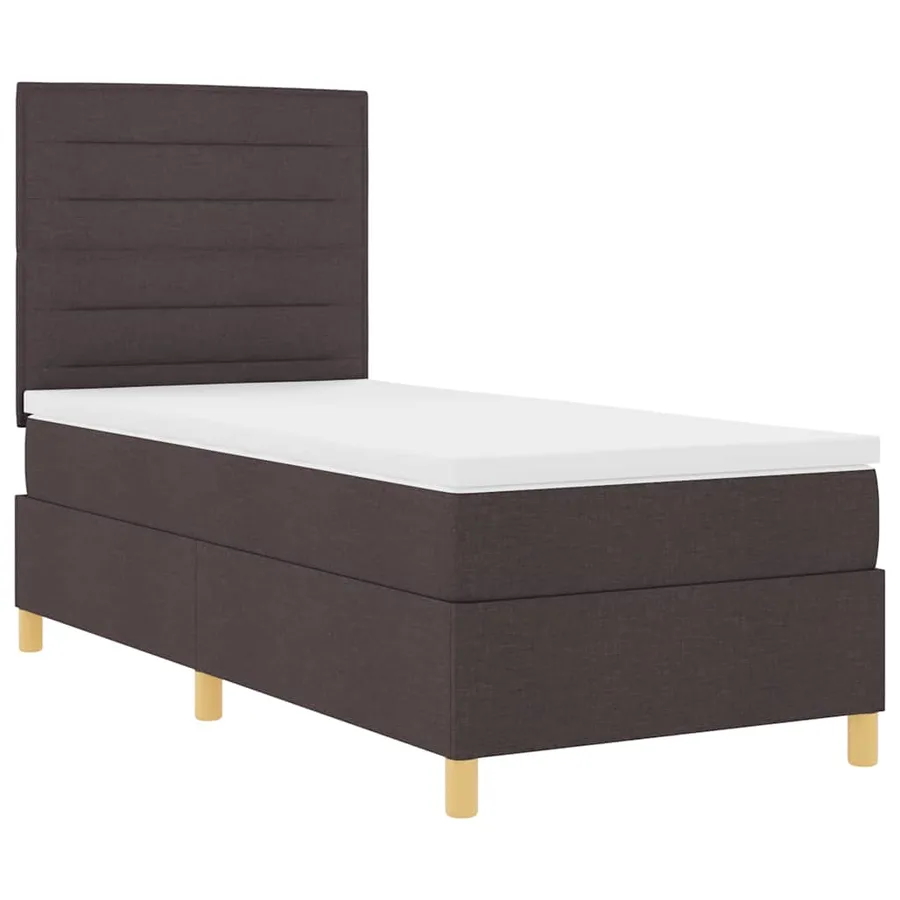 Lit à ressorts avec matelas Marron foncé 90 x 200 cm tissu - 5