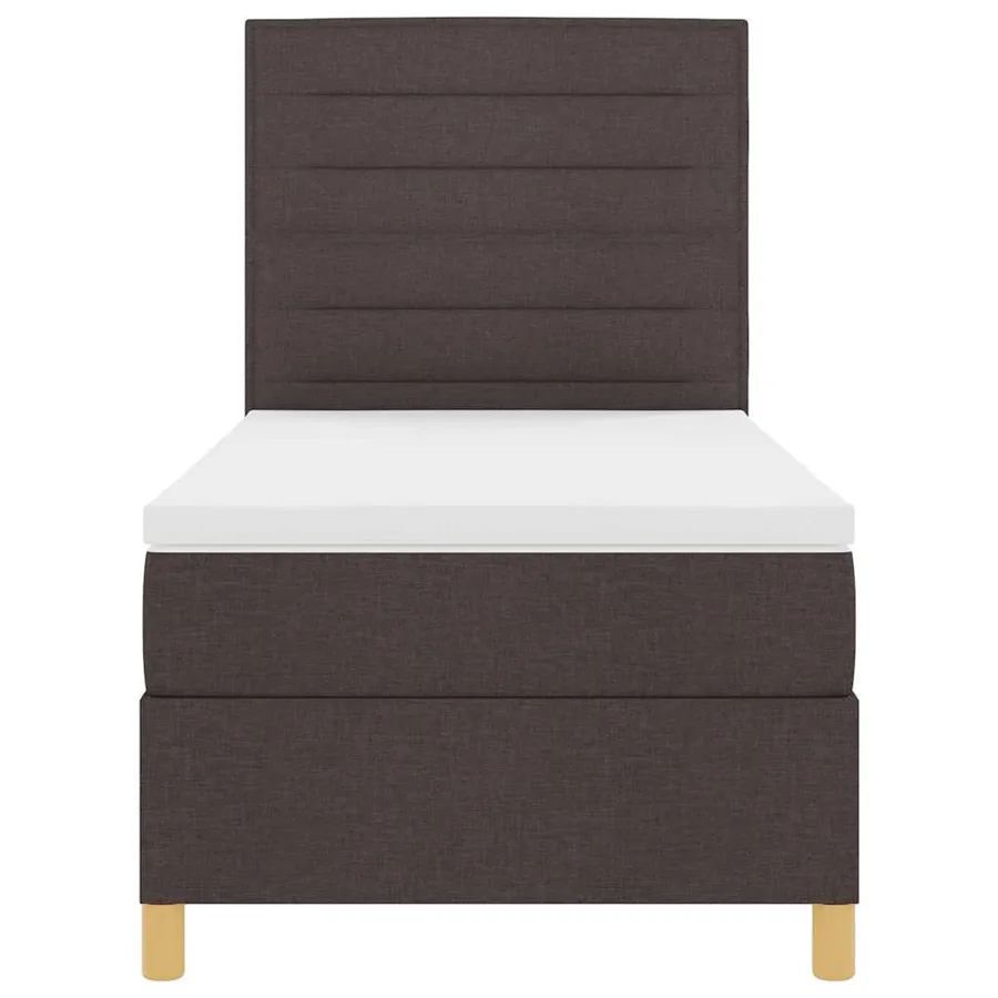 Lit à ressorts avec matelas Marron foncé 90 x 200 cm tissu - 7