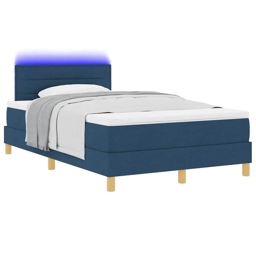 Lit à ressort LED avec bandes LED Bleu 120 x 190 cm tissu - 3