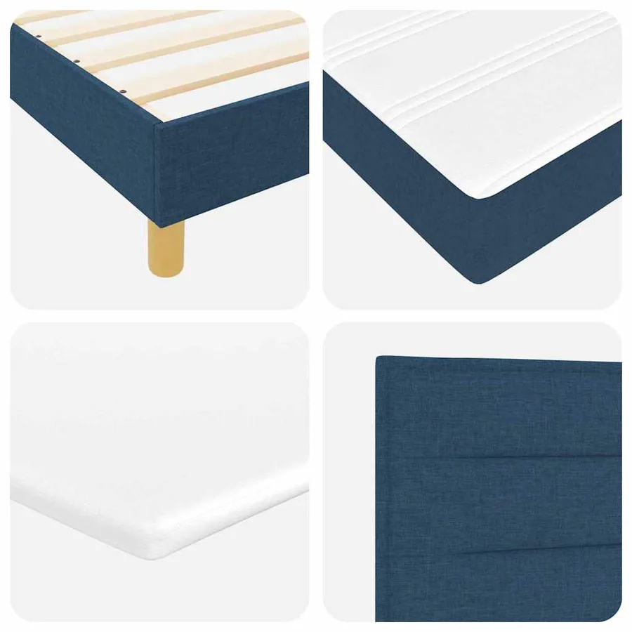 Lit à ressorts avec matelas Bleu 200 x 100 cm tissu - 10