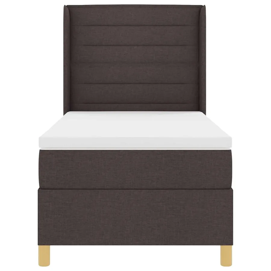 Lit à ressorts avec matelas Marron foncé 90 x 200 cm tissu - 7