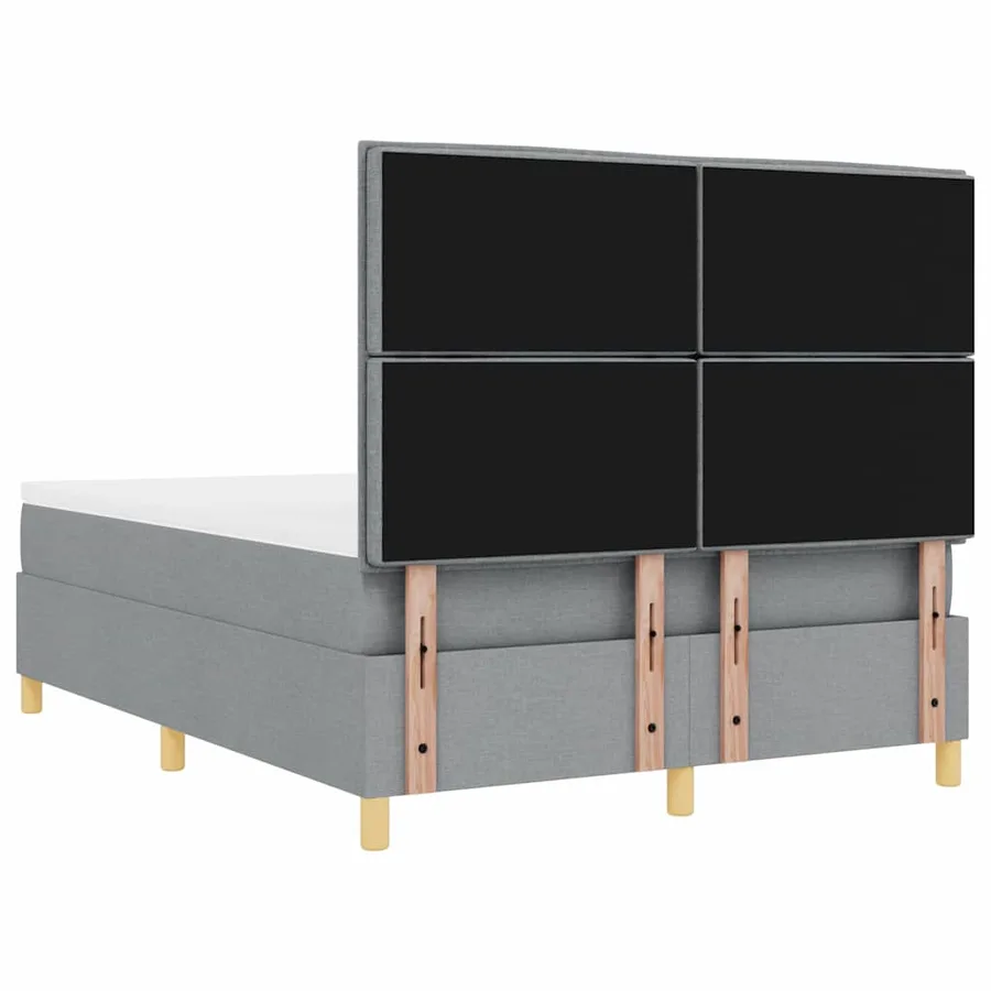Lit à ressort LED avec matelas Gris clair 140 x 200 cm tissu - 8