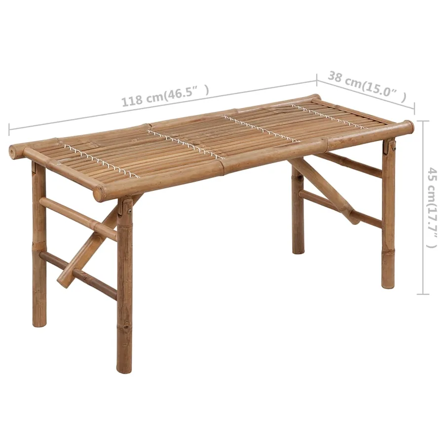 Banc de jardin pliable avec coussin 118 cm Bambou - 9