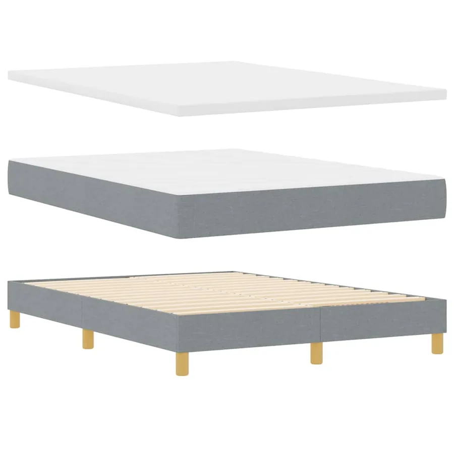 Lit à ressorts avec matelas Gris clair 140 x 190 cm tissu - 4