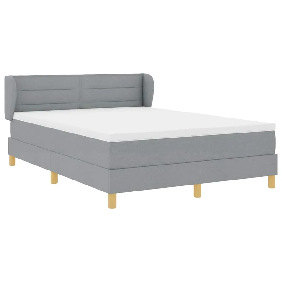 Lit à ressorts avec matelas Gris clair 140 x 190 cm tissu - 6