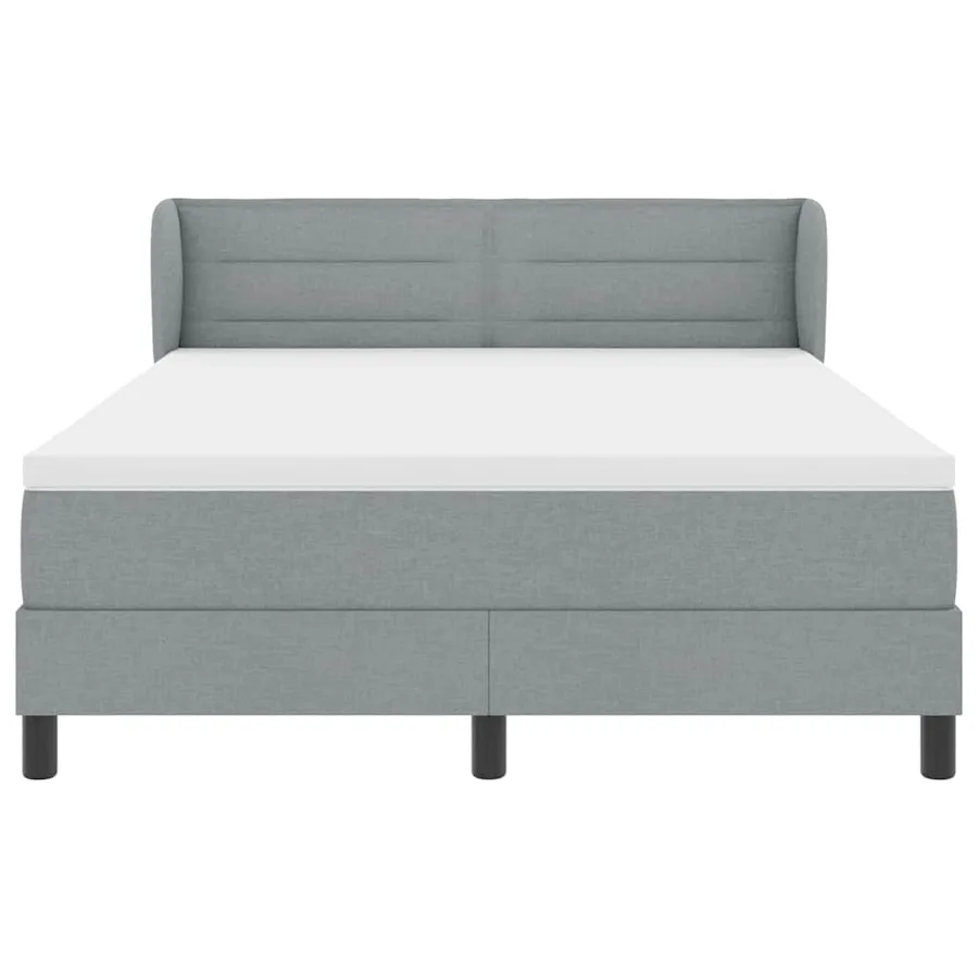 Lit à ressorts avec matelas Gris clair 140 x 190 cm tissu - 6