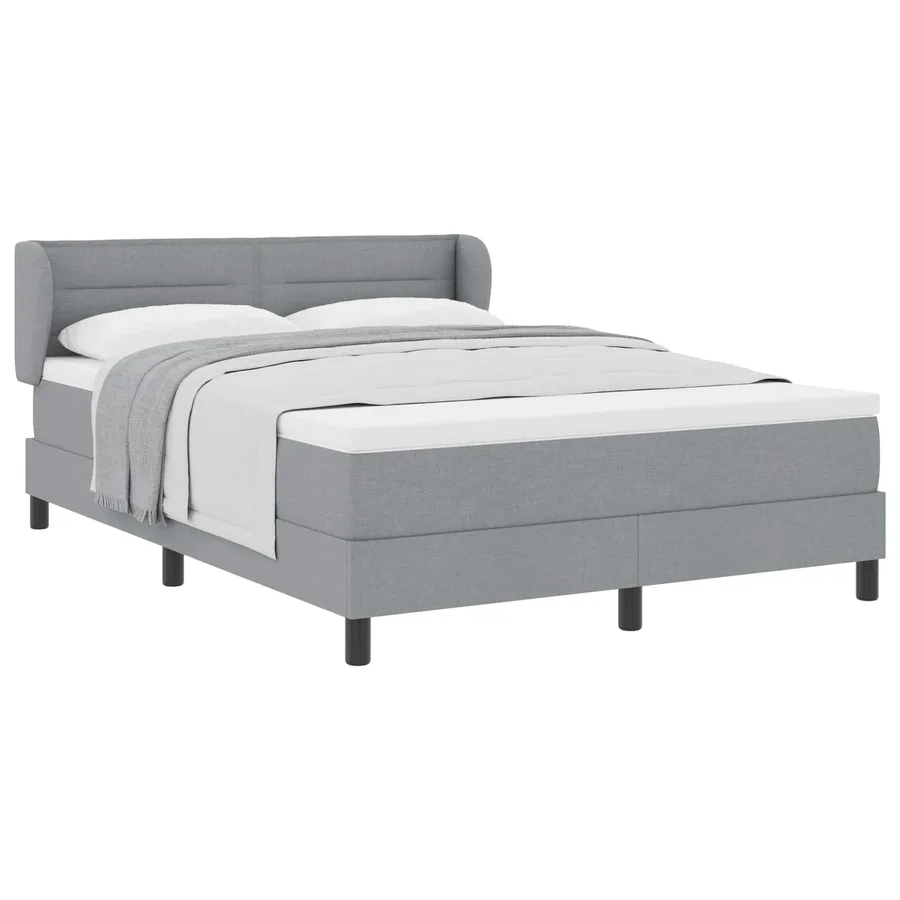 Lit à ressorts avec matelas Gris clair 140 x 200 cm tissu - 2