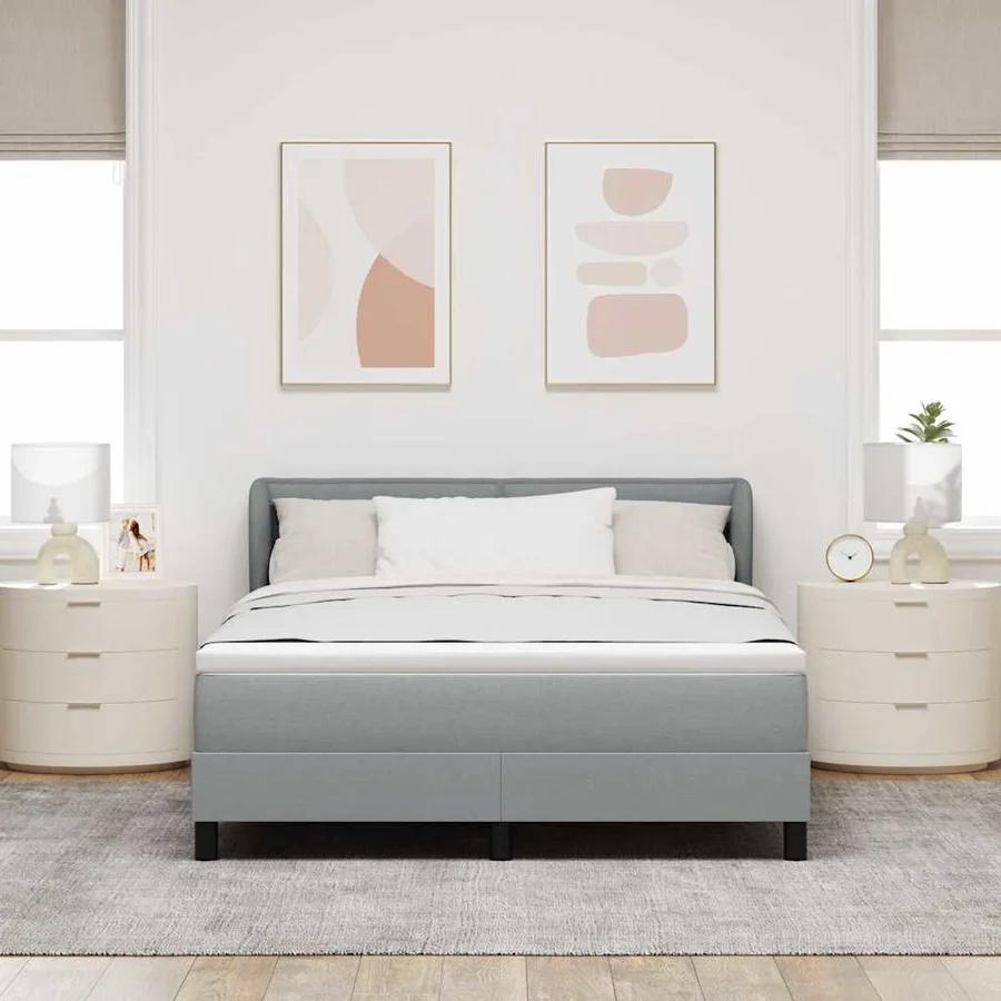 Lit à ressorts avec matelas Gris clair 140 x 200 cm tissu - 3