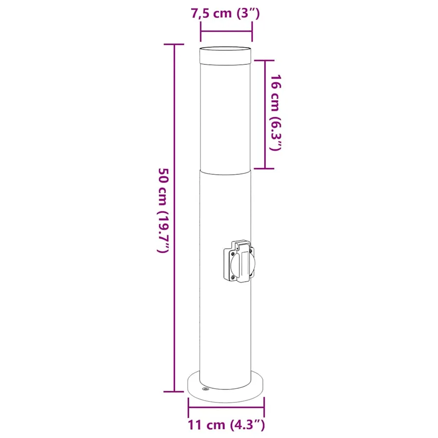 Bornes lumineuses avec sortie lot de 3 50 cm acier inoxydable IP44 - 11