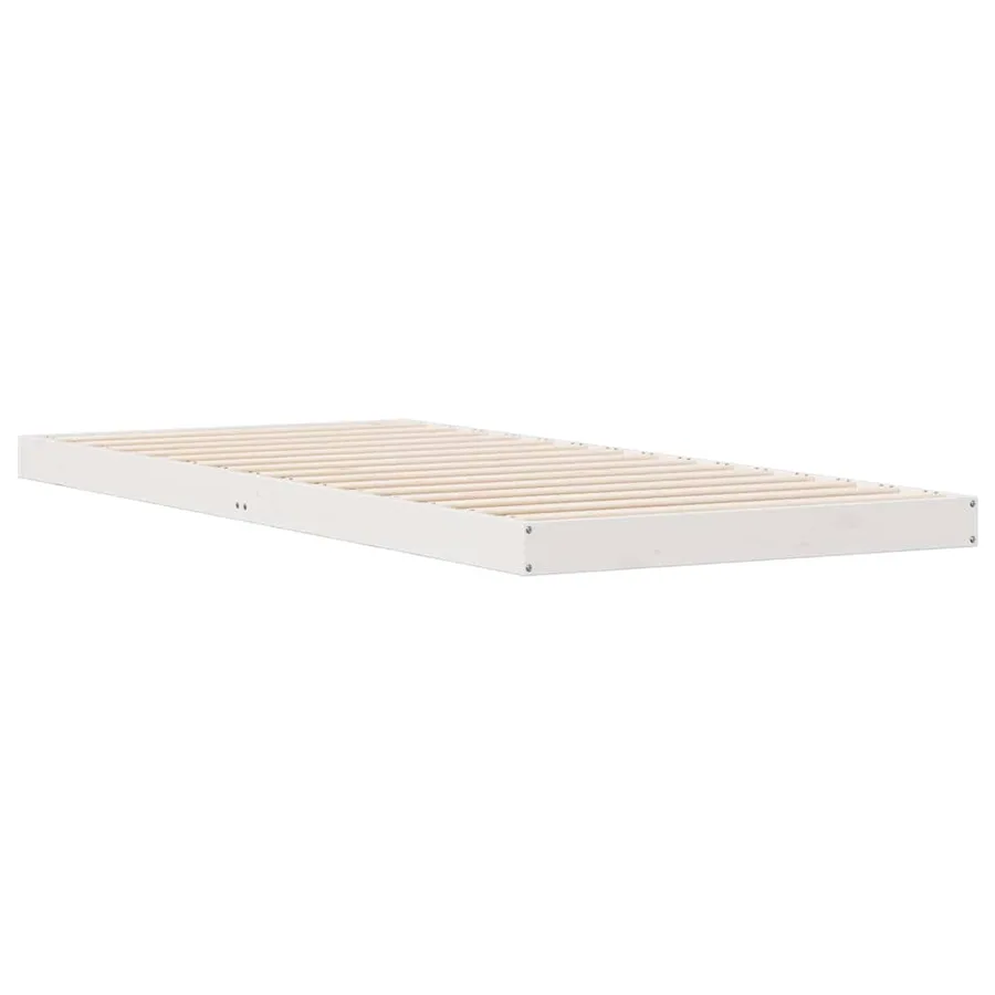 Cadre de lit surélevé Blanc 100 x 220 cm Pin massif - 3