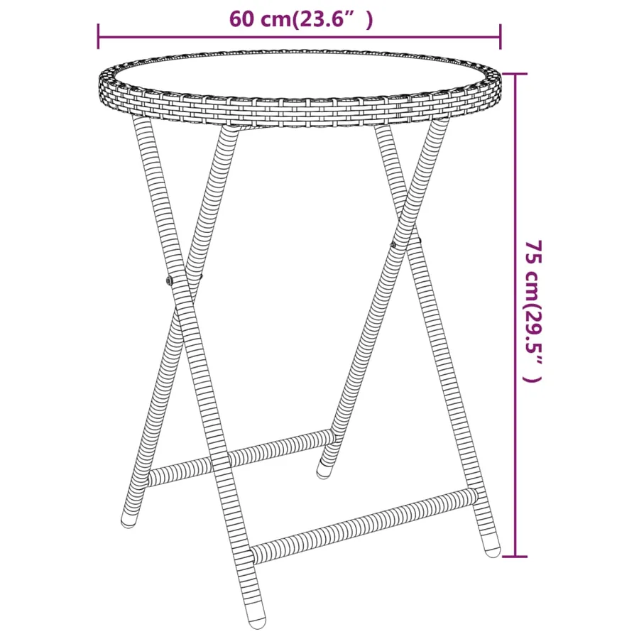 Ensemble de bistro de jardin 5 pcs poly rotin et verre trempé - 12