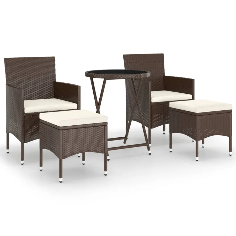 Ensemble de bistro de jardin 5 pcs poly rotin et verre trempé - 2