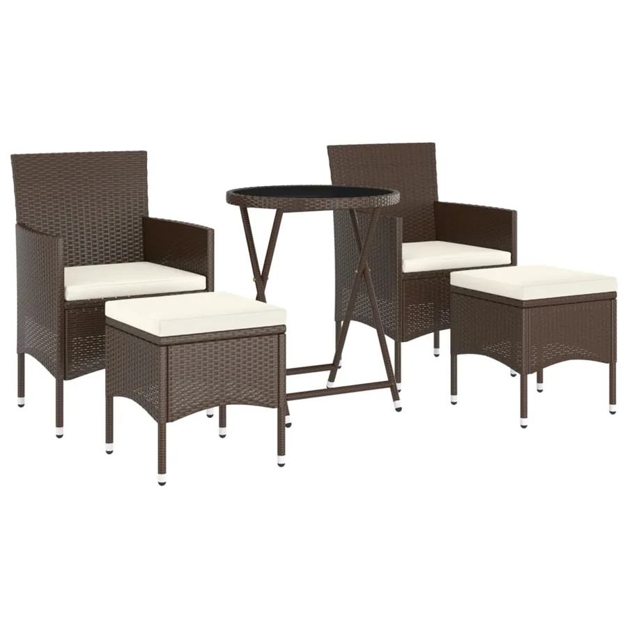 Ensemble de bistro de jardin 5 pcs poly rotin et verre trempé - 3