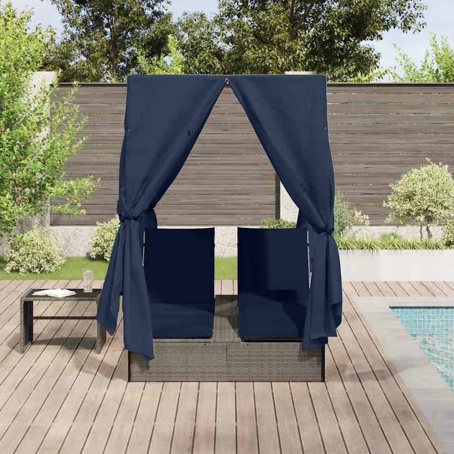 Transat double Réglable Noir 205 x 129 x 200 cm polyrotin - 3