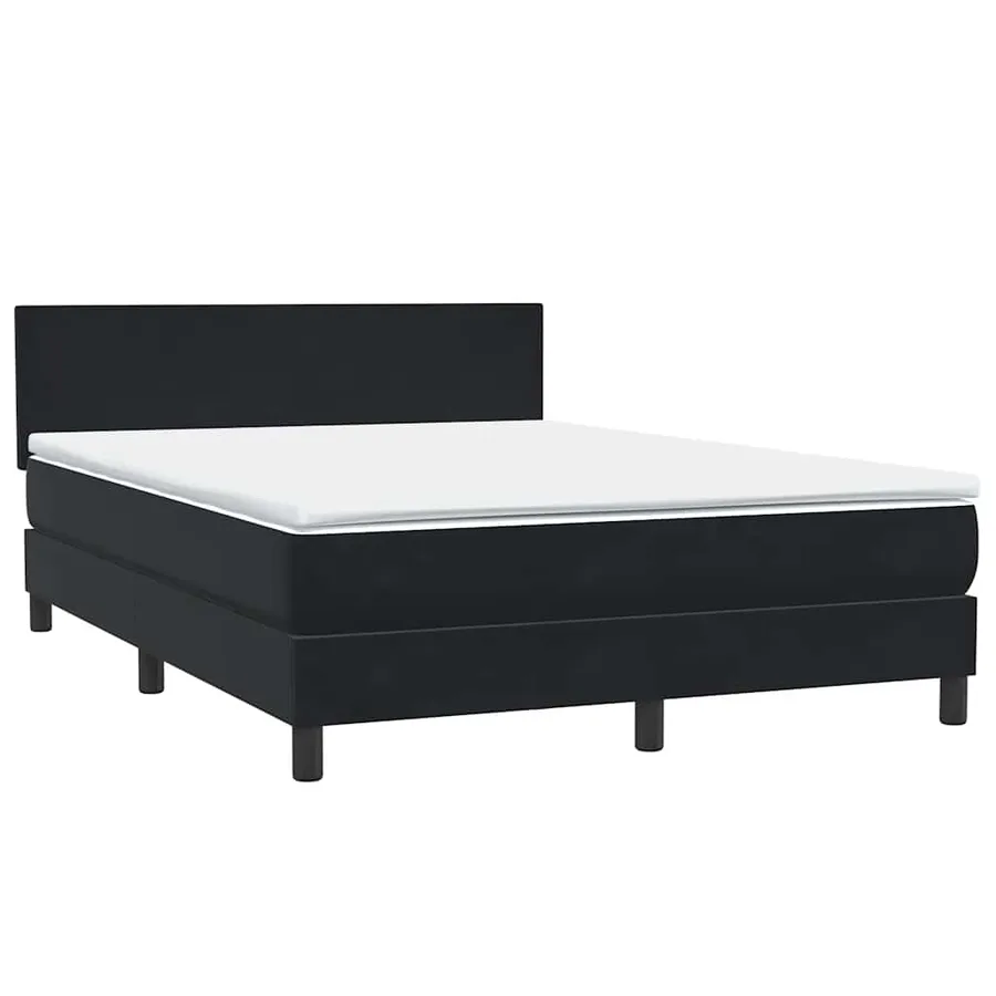 Sommier à lattes de lit avec matelas noir 140x220 cm velours - 4